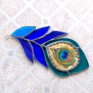 Stained glass peacock feather